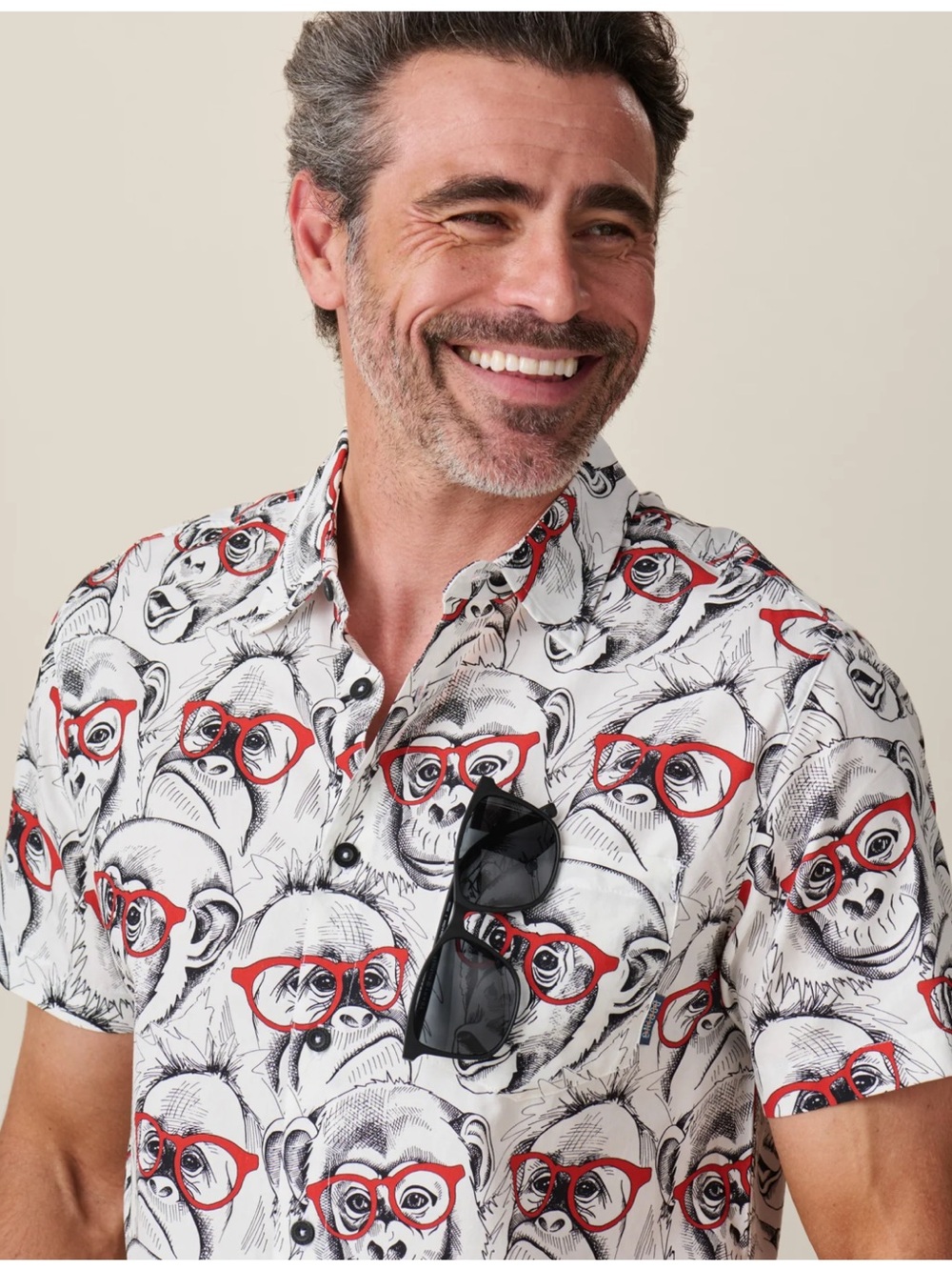 Baja Llama shirt button down chimp monkey with glasses men’s medium